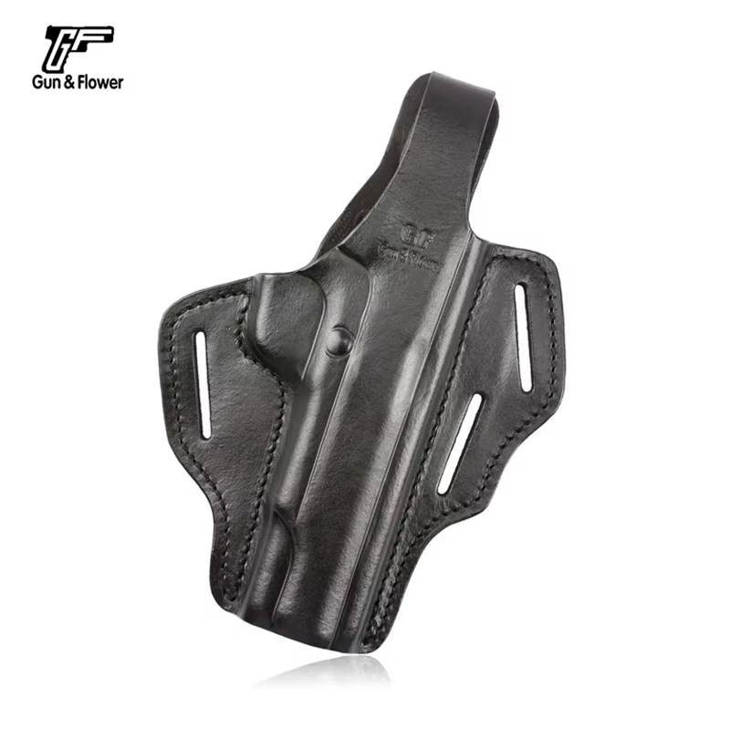 For Colt 1911,Gun&Flower Tactical OWB Appendix Ambidextrous Holster 3 Slot Pancake Leather Gun Holder Pouches