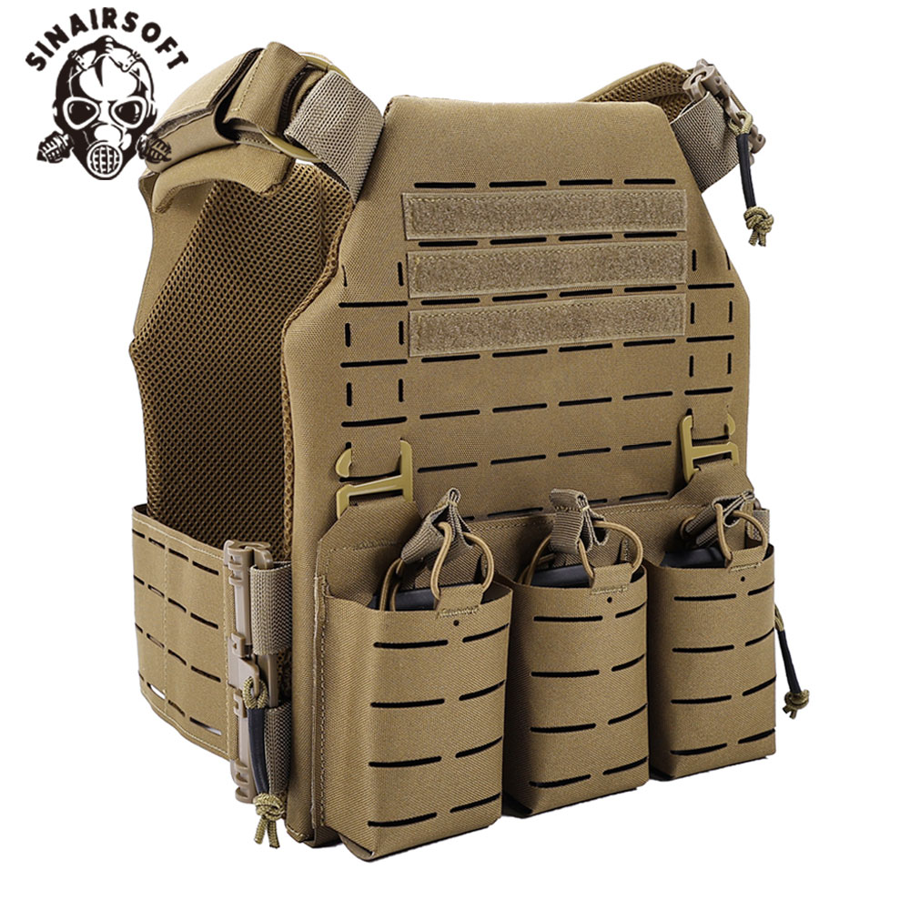 SINAIRSOFT Tactical Nylon Vest Plate Carrier Laser Cut Molle Quick Release Security Vests for Hunting Paintball Gear