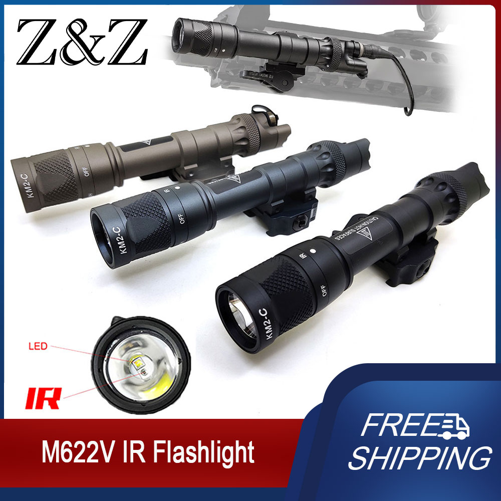 Hunting Flashlight M622V IR Light IR Illuminator LED White Weaponight with Remote Pressure Switch Fit 20mm Rail