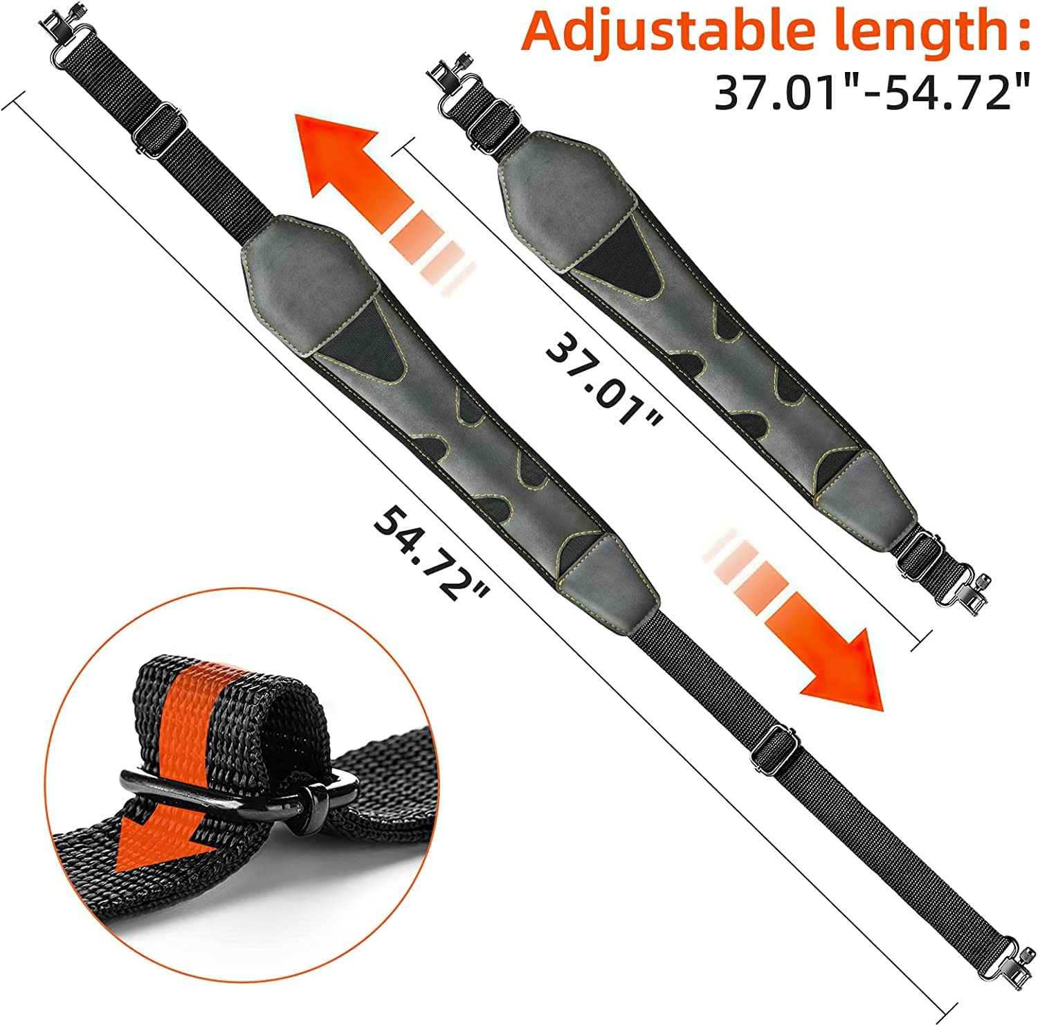 EZshoot Two-Point Sling with Removable Swivels Adjustable Length  Rifle Slings with Neoprene Padded Durable Shoulder Strap