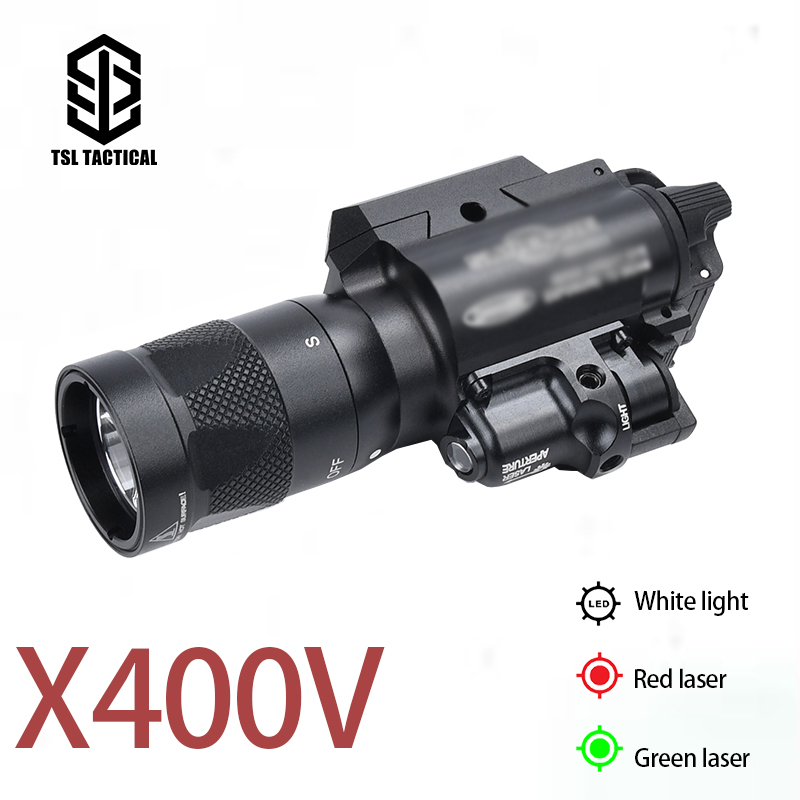 WADSN X400V Tactical Pistol Flashlight 370lumens Metal LED Search Light Red Laser Aim Weapon-mounted Light shooting training