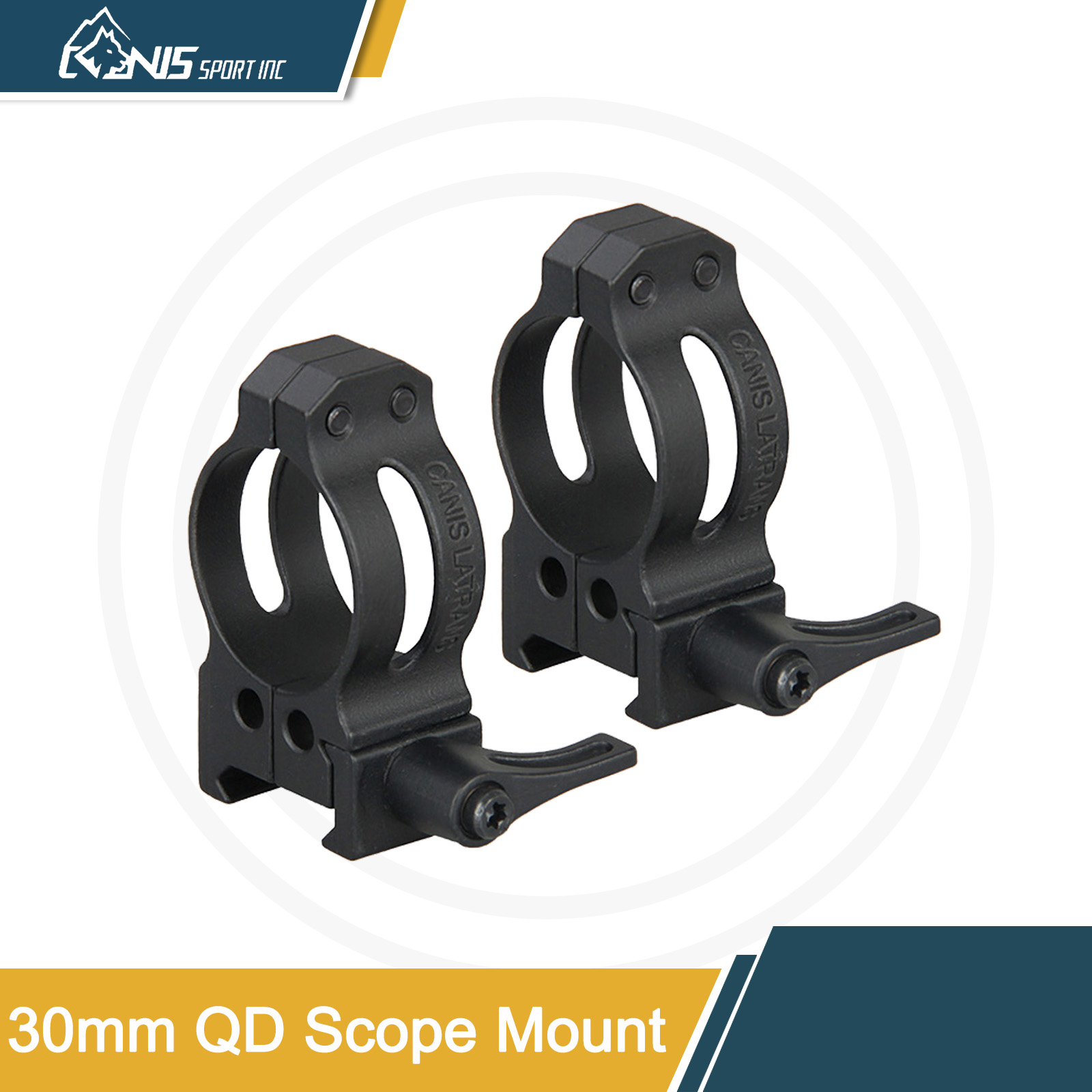 CANIS SPORT INC 30mm Heavy-Duty Scope Mount, 304 Steel Quick-Release Rings for Hunting & Outdoor (28.4mm Center Height)