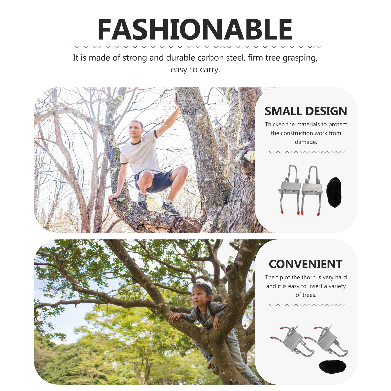 1 set Adjustable Multi-Functional Tree Climbing Gear Anti-Slip Cat Claw Tools Carbon Steel Spikes High Altitude Work Thickened