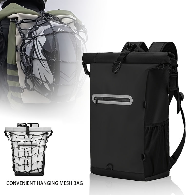 Soft Shell Motorcycle Backpack with Reflective Strips - Portable Water Hydration Bag  Adjustable Strap Bag for Riders Travel Use