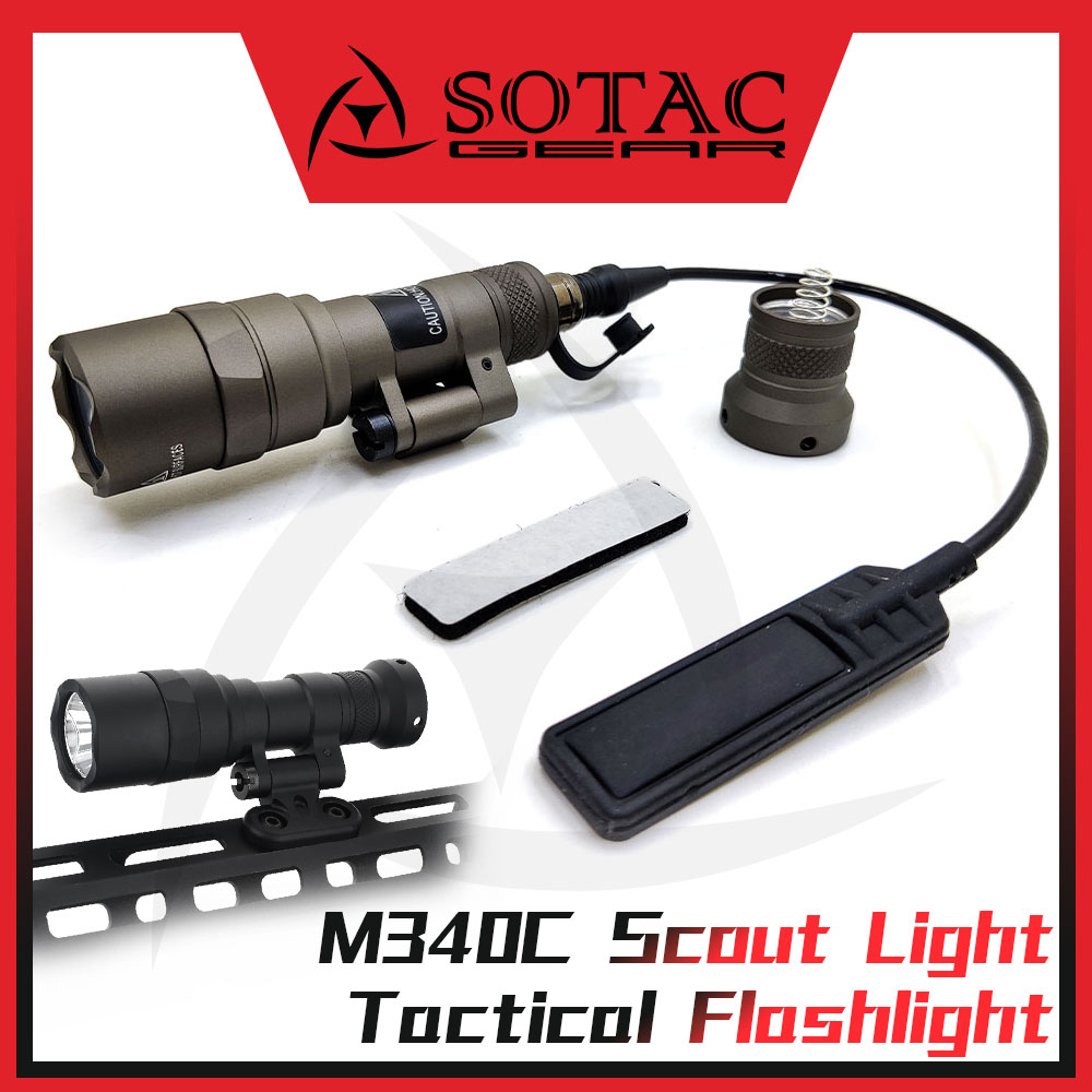 SOTAC GEAR Tactical Flashlight M340C Light Fit 20mm Rail Hunting Outdoor Scout Light with Remote Pressure Switch