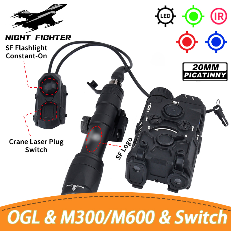 Tactical Hunting OGL NGAL Red Green Blue Surefir M300 M600 Airsoft Scout Light AXON Dual Switch Fit Mlok Keymod 20mm Rail