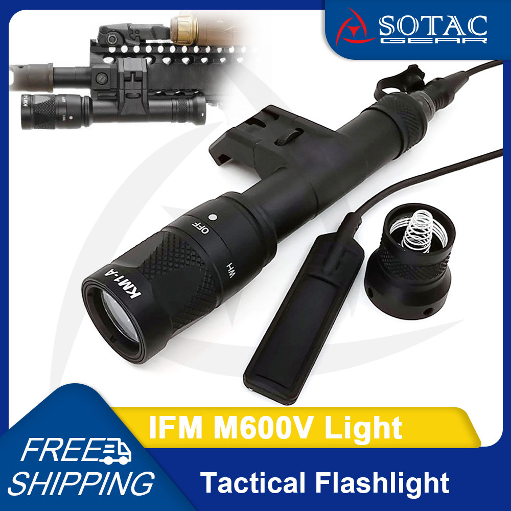 Weapon IFM M600V Flashlight Fit 20mm Rail Scout Light White LED with Remote Pressure Switch Tactical Accessories SOTAC GEAR