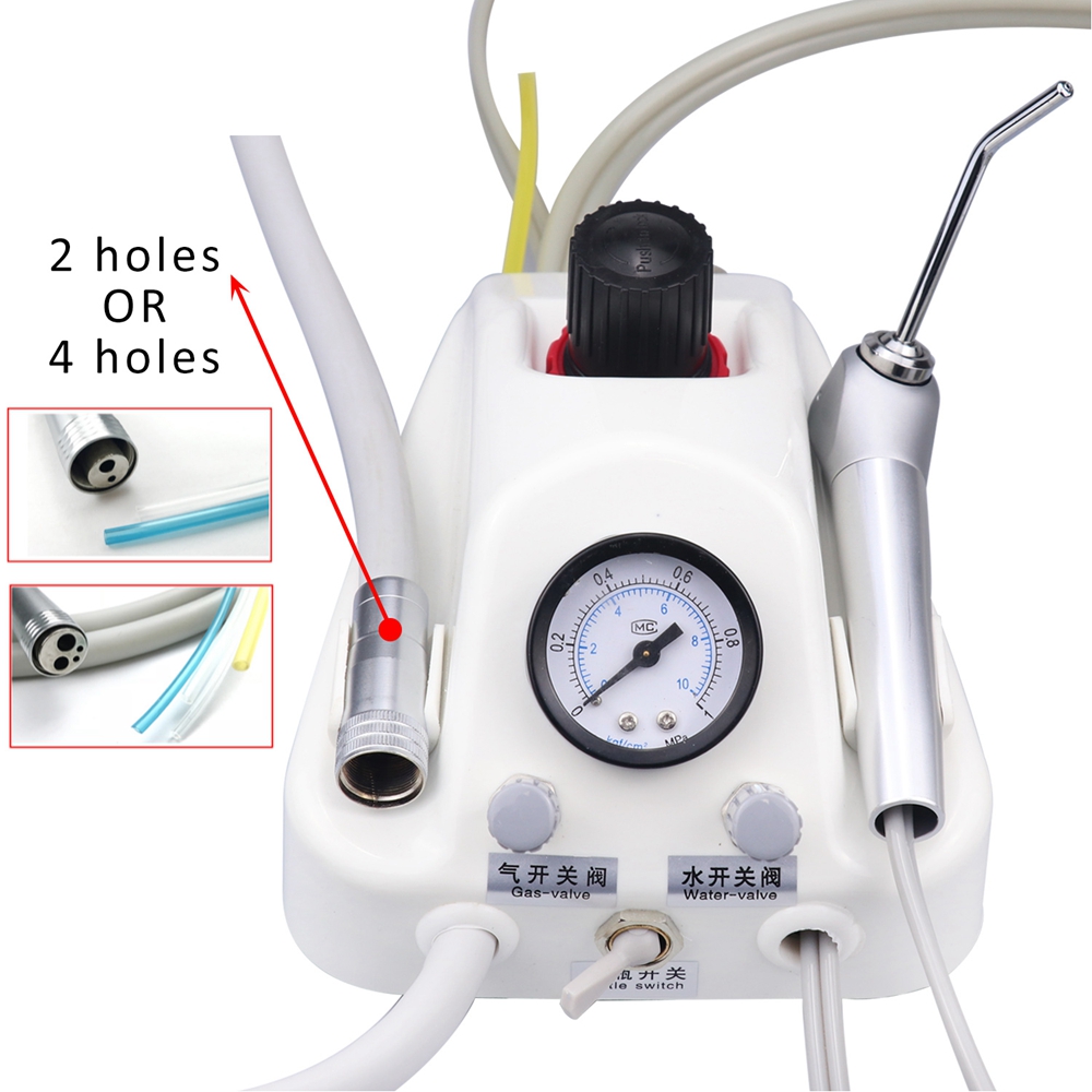 Portable Dental Turbine Unit Work With Air Compressor 3 Way Syringe 2/4 Holes Handpiece Tube Dentistry Equipment Plastic Shell
