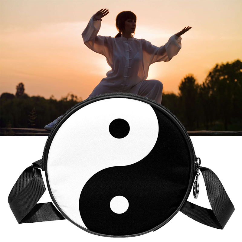 FANDAO Chinese Tai Chi Print Crossbody Bag ound Yin Yang Trans Print Shoulder Bag Very suitable for martial arts enthusiasts