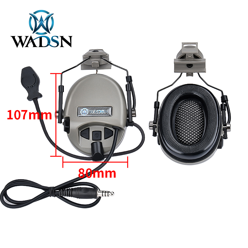 Tactical Helmet Headset Sordin WADSN Noise Clearance CS Earphone Civil Hunting Shooting Protect Headphone ARC 20mm Rail Adapter