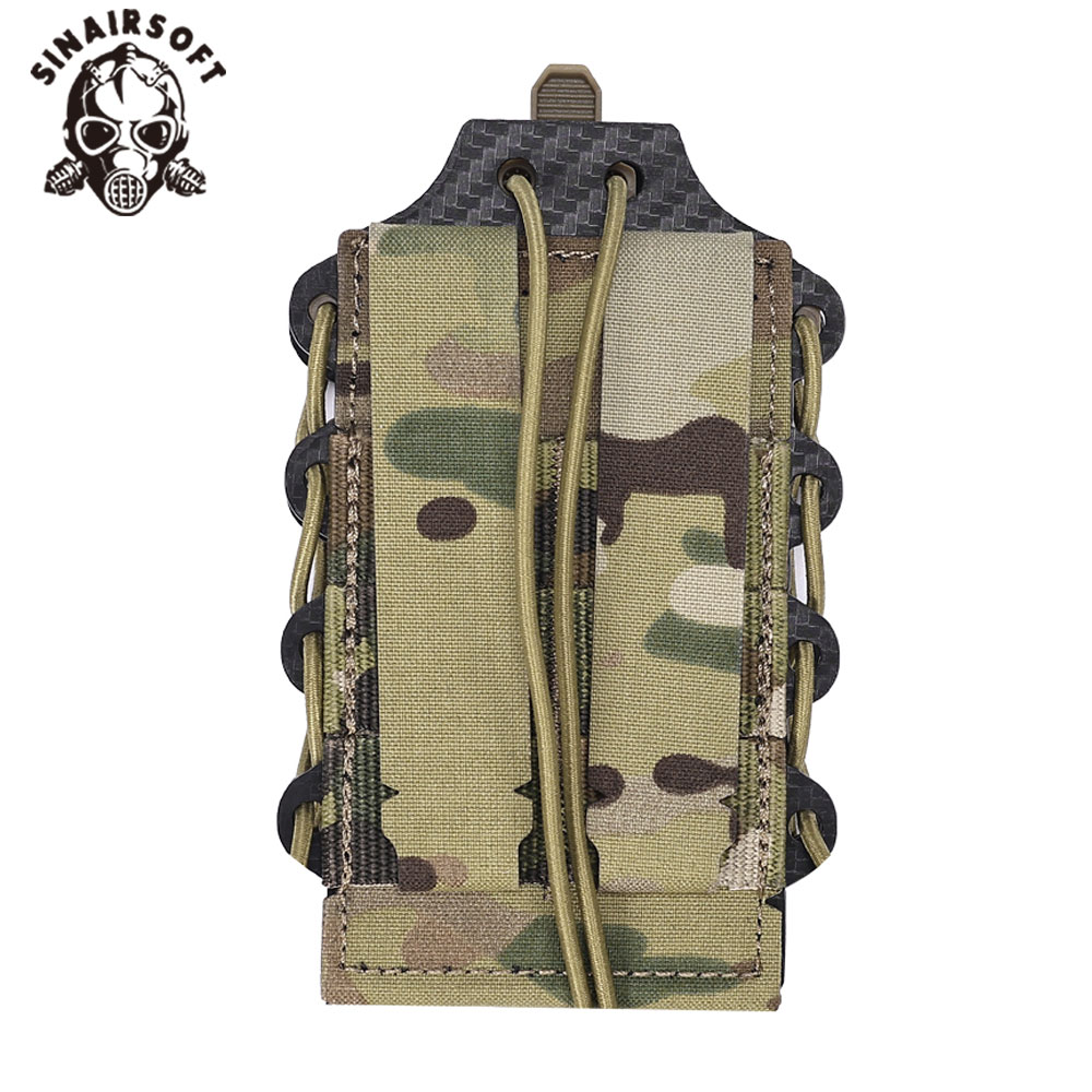 SINAIRSOFT Laser Cut MOLLE Single Magazine Pouch For M4 AK 5.56 7.62 Rifle Elastic Mag Holster Tactical Tool Bag