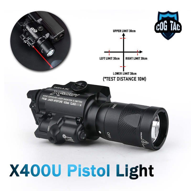 Airsofr Tactical Metal Surefir X300 X400 X400U Ultra Red/Green Laser LED Flashlight Pistol Weapon Light Fit 20mm Picatinny Rail