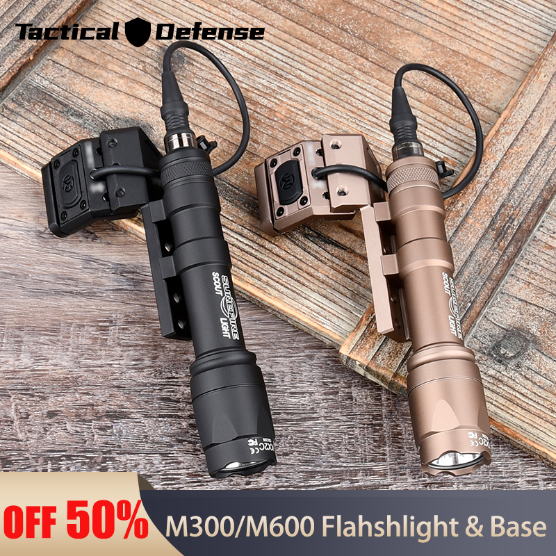 Tactical UN Flashlight LightWing Adapter Base Left And Right Side Scout Light Mount Surfire M600 M300 Fit ModButton Airsoft FUSI