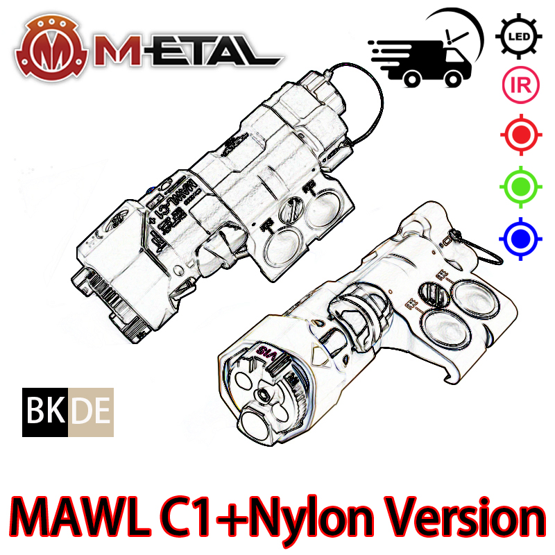 WADSN Airsoft Nylon MAWL-CI IR Red Dot Aiming Green Blue Indicator LED White Light Scout Hunting Weapon Light Fit 20mm Rail