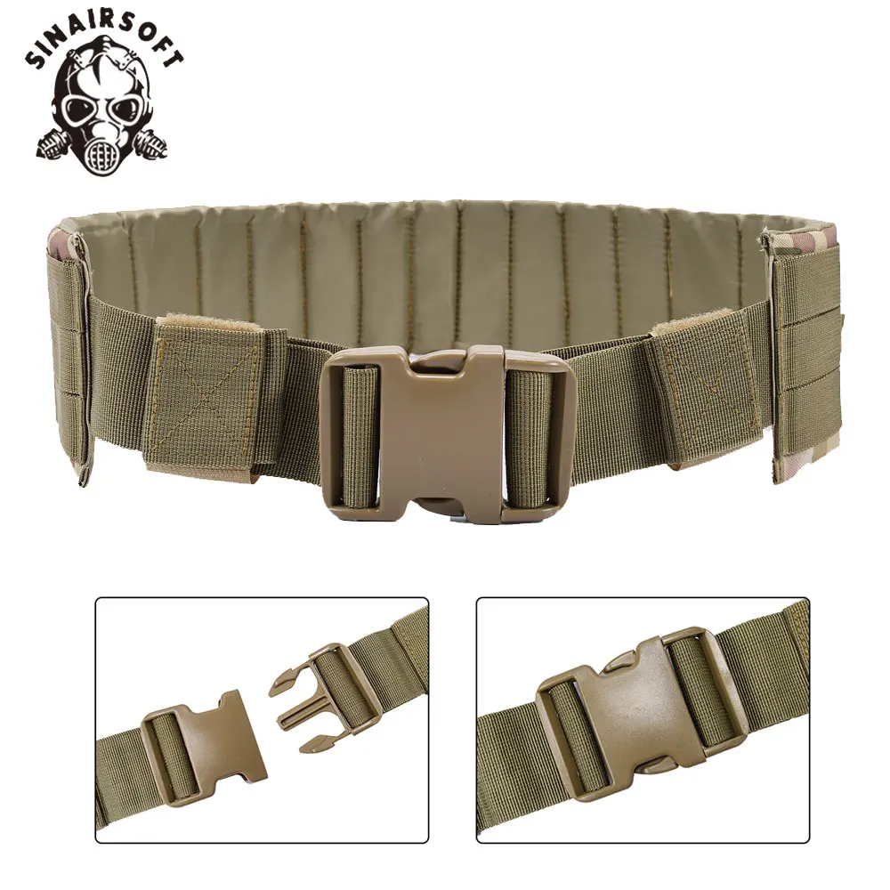 SINAIRSOFT Tactical Molle Vest Waist Belt H-shaped Men Male Waist Girdle with Shoulder Strap Soft Padded Hunting Gear Adjustable