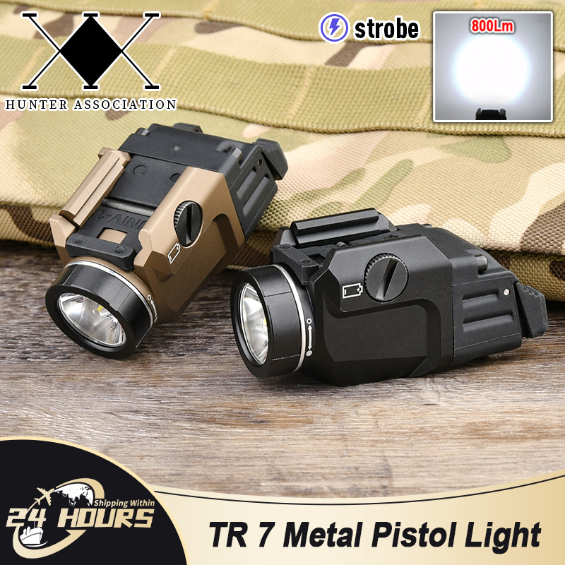 WADSN TR-7 X Tactical Flashlight 800 Lumens – Strobe & High-Power LED, Metal Body with 20mm Rail Mount for Airsoft/Hunting