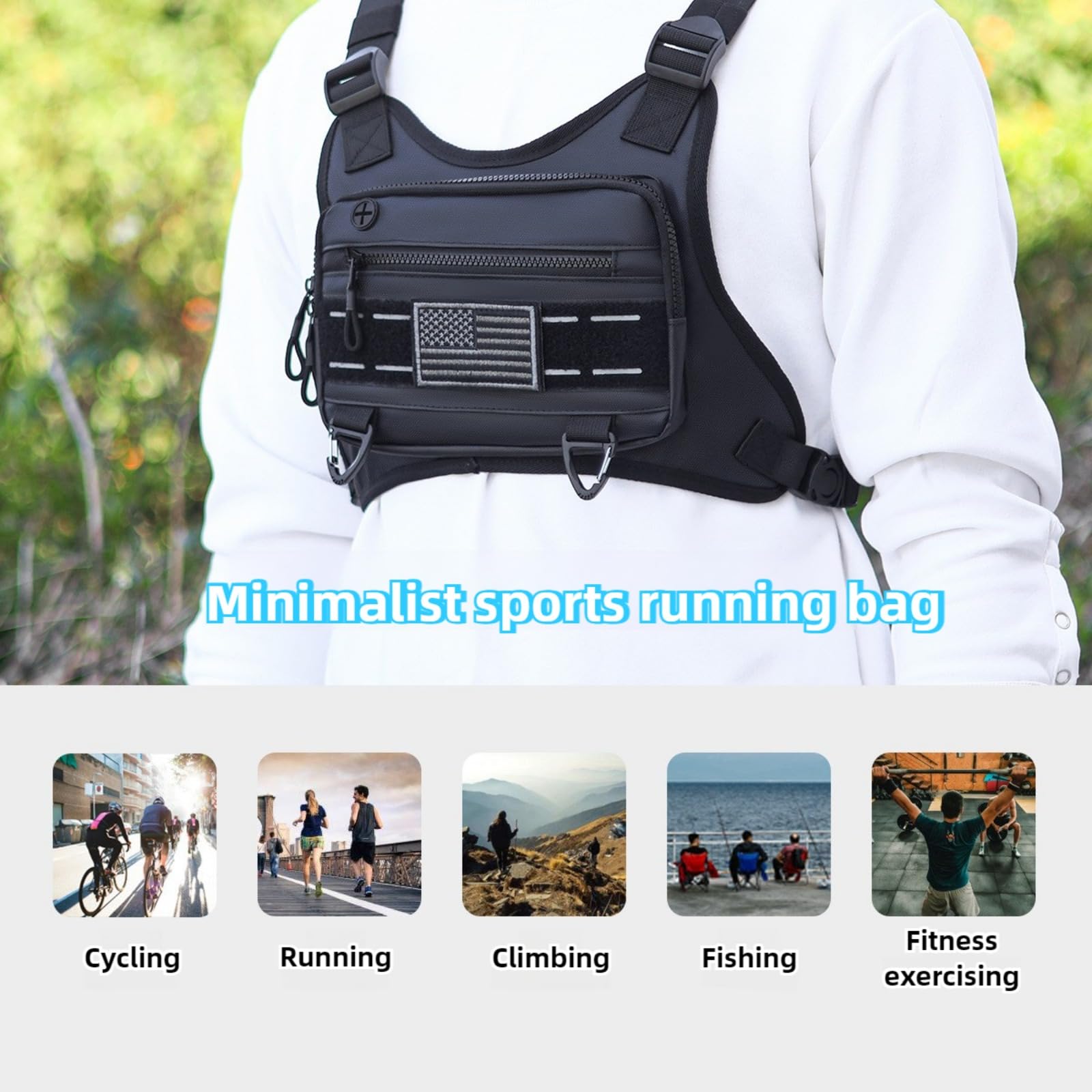 Outdoor Tactical Chest  Functional Vest Bag for Men with Built-in Phone Holder & Extra Storage Jogging Cycling Hiking Skating