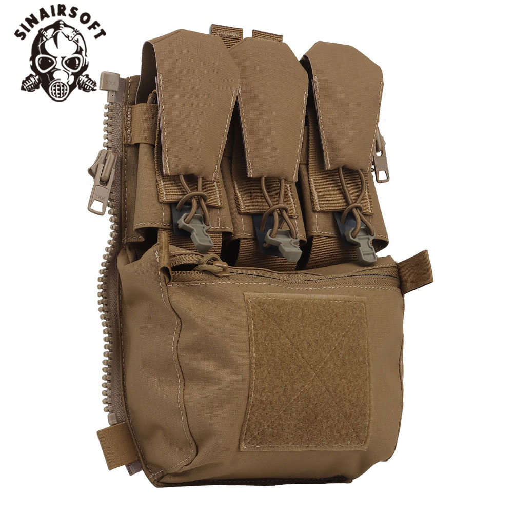 SINAIRSOFT V5 FCPC Sport Vest Back Panel Zipper on Backplate Vest Expansion Bag Triple Pouch Vest Plate Carrier Accessories