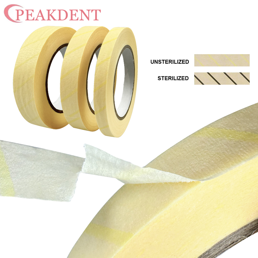 1Roll Dental Autoclave Sterilization Indicator Tape High Temp Color Changing Labels Easy Tear for Dentistry Oral Care Supplies