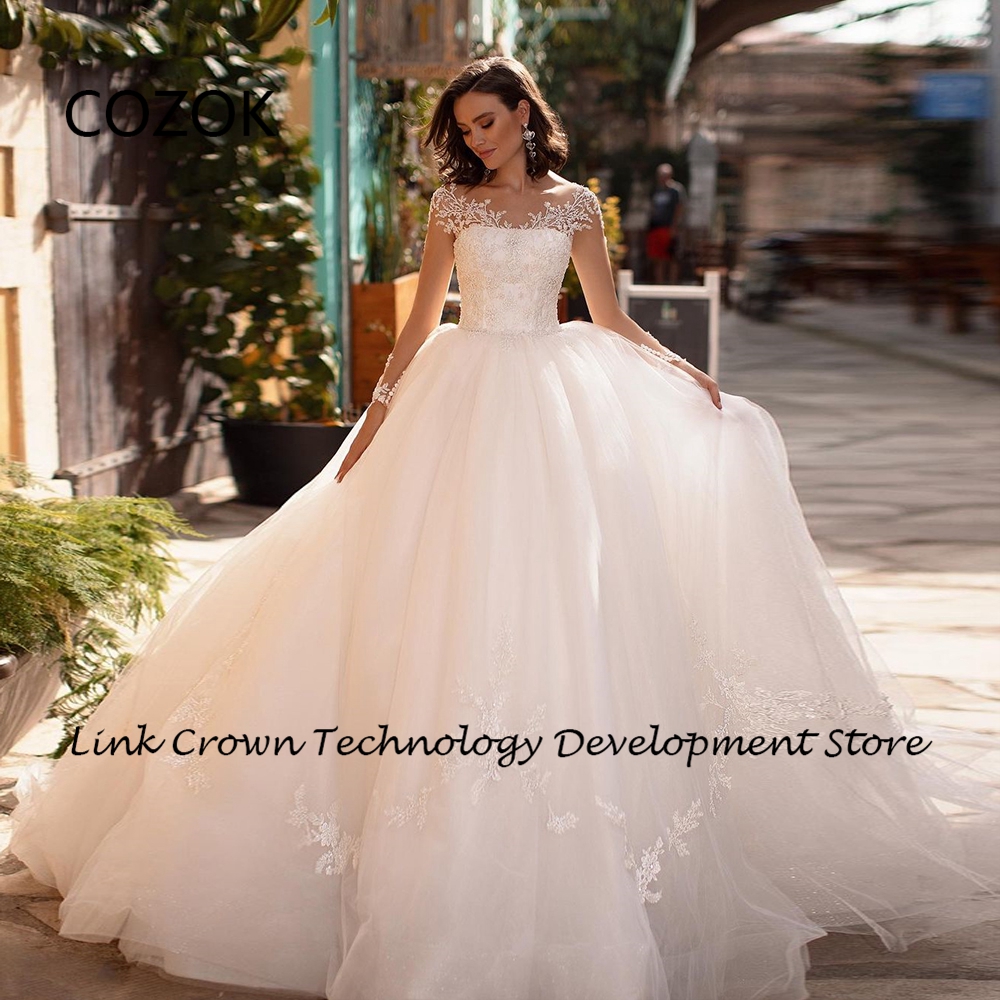 Strapless Empire Wedding Dresses with Lace Full Sleeve Soft Tulle Bridal Gowns 2025 Summer New Button Back Vestidos De WL980011