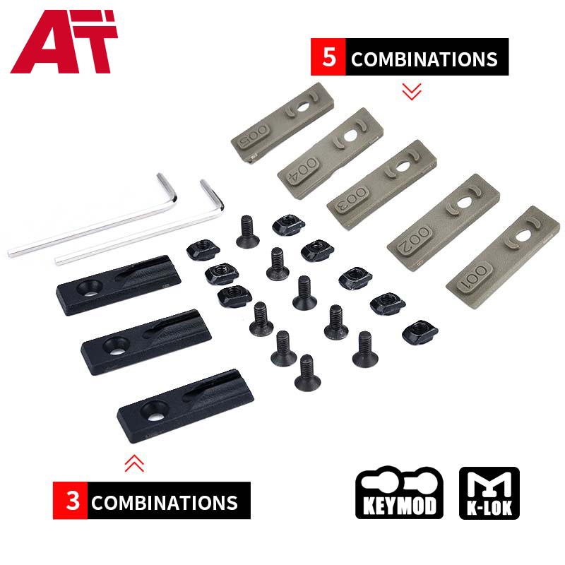 5pcs/Set Tactical M-lok Keymod Rail Cover Wire Guide System Cable Management Rail Cover Handguard 3pcs/Set