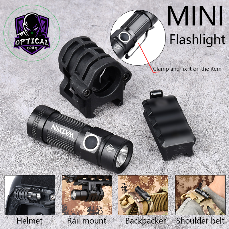 WADSN Mini Tactical Helmet Lamp Metal Strobe White Light Flashlight Whit Plastic Mount Kit Bracket Optical Signal Rescue Tool
