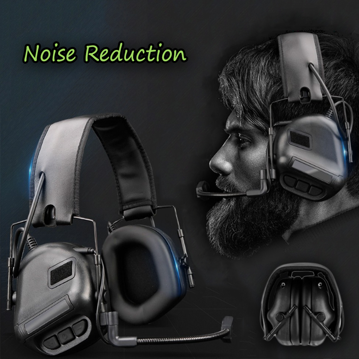 Noise Cancelling Tactical Headset With Microphone Adjustable Communication Headphones for Airgun Shooting Hunting CS War Game