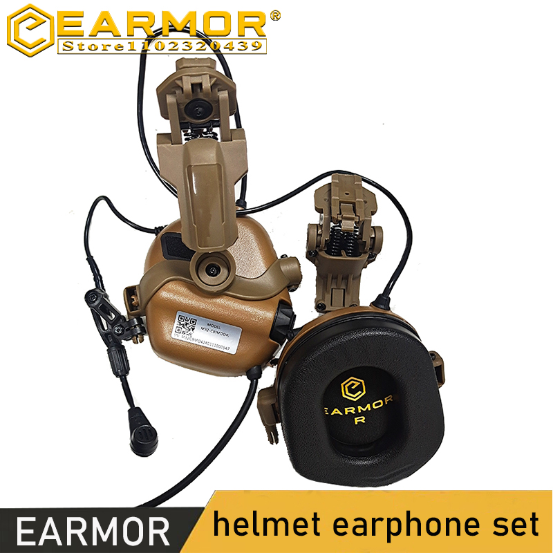 EARMOR Helmet Headphones M32 MOD4 Shooting Earmuffs with Helmet Adapter, Compatible with FAST Helmets Wendy M-LOK ARC Helmets