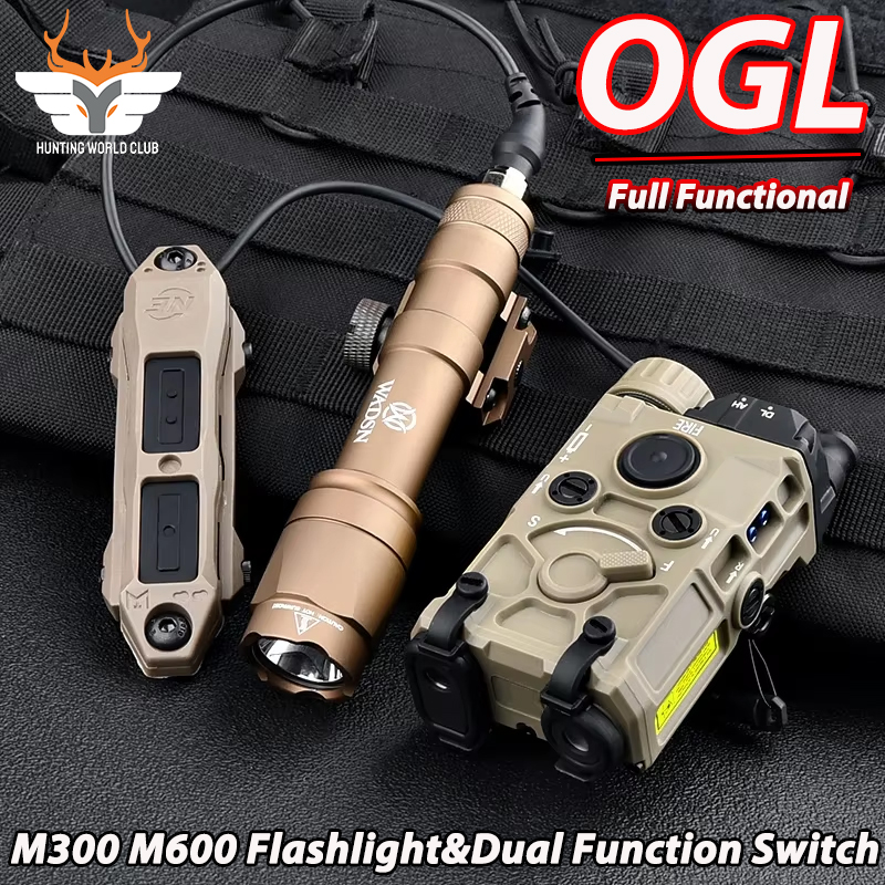 WADSN Tactical OGL IR Red Green Blue Dot Laser Strobe M300A M600C Surefir Flashlight LED Airsoft Scout Light Dual Remote Switch