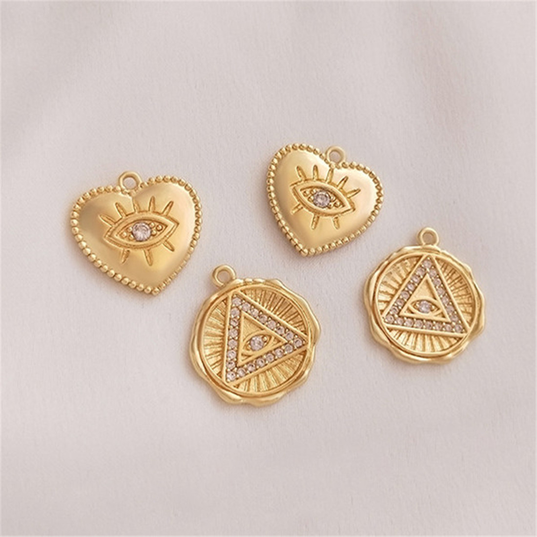 14K Gold Inlaid Zircon Eye Pendant Eye Fashion Pendant Handmade Diy Necklace Jewelry Pendant C387