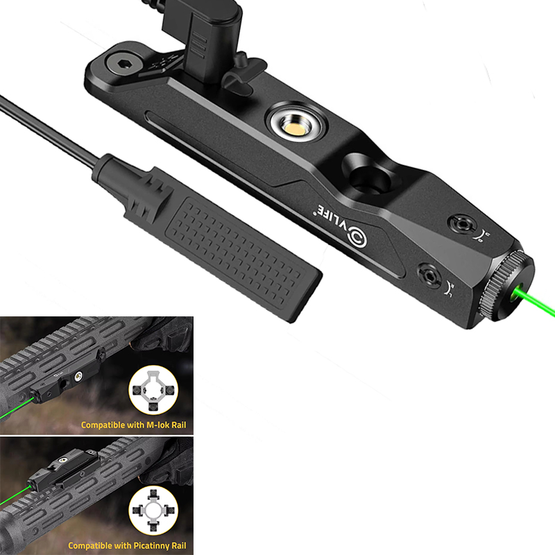 CVLIFE Tactical Green Laser Sightl with Magnetic Rechargeable Strobe and Pressure Switch Compatible with M-Lok Picatinny Rail