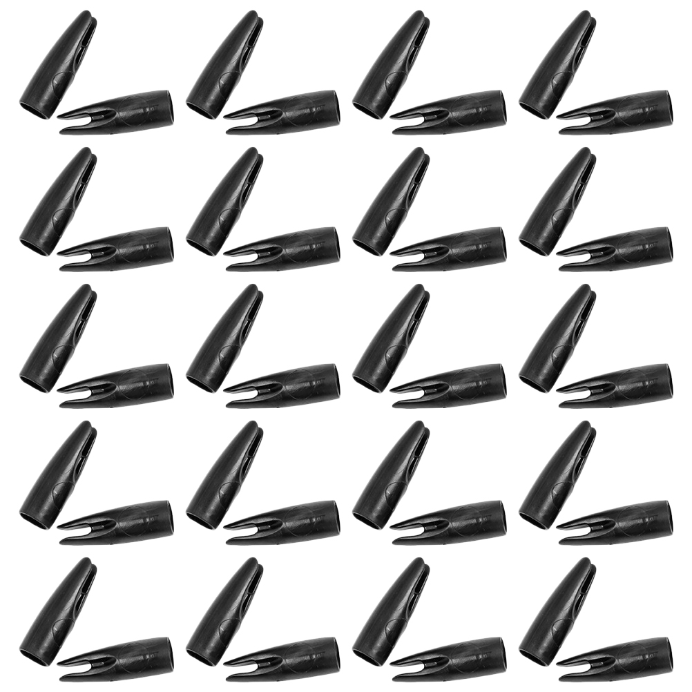 50pcs Arrow Tail Protectors Plastic Hunting Archery Accessories Black Targets Nock Covers Portable Storage