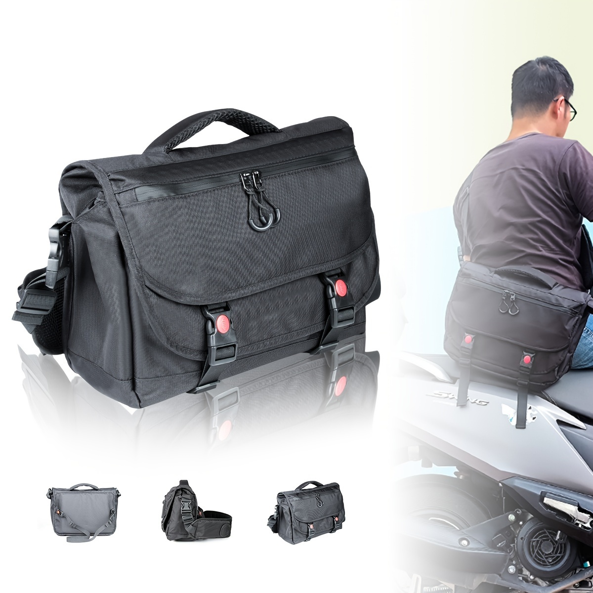 Waterproof Motorcycle Messenger Bag - Large Capacity, Durable Nylon Crossbody with Practical Pockets for Cycling & Photography