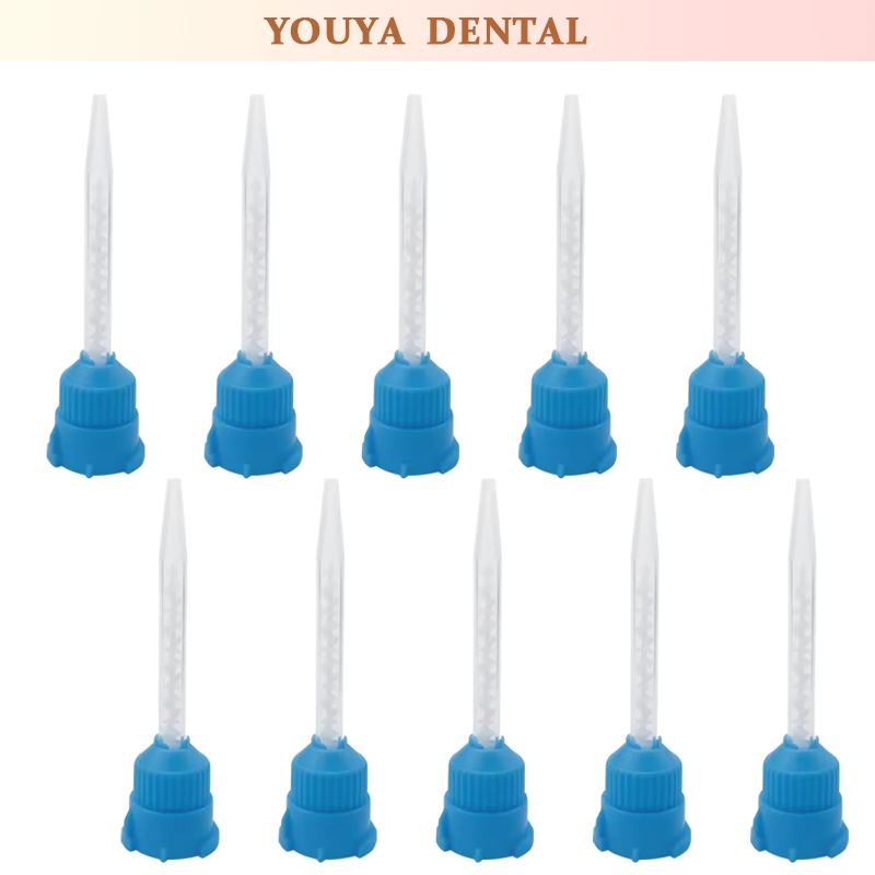 50pcs/Pack Dental Mixing Tips Dentistry Silicone Rubber Gun Conveying Mixing Head Disposable Impression Nozzles Mixing Tube