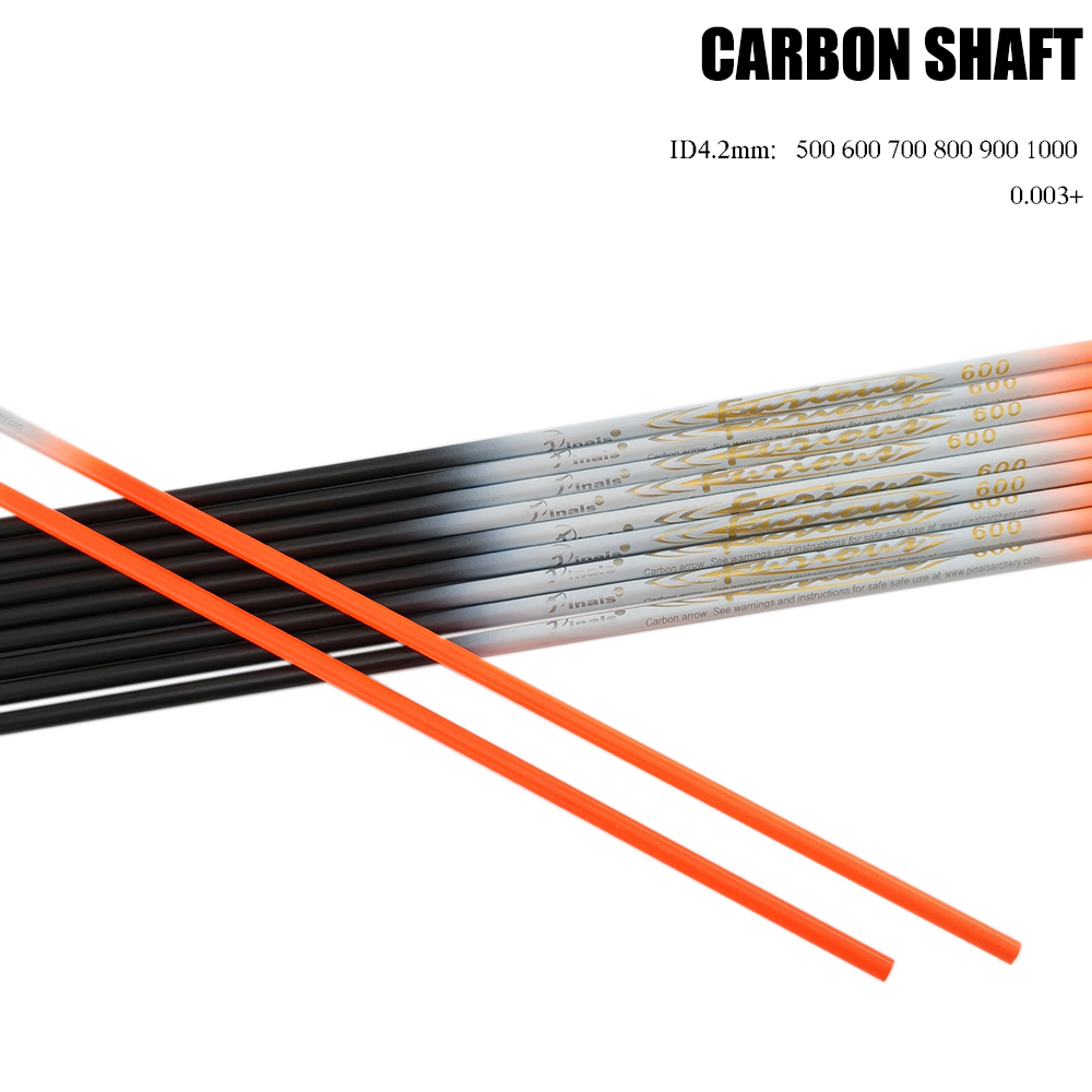 Archery ID4.2mm 30inch Fluorescent Orange Carbon Arrow Shafts Pure Carbon Spine 500-1000 Recurve Bow Longbow Shooting Hunting