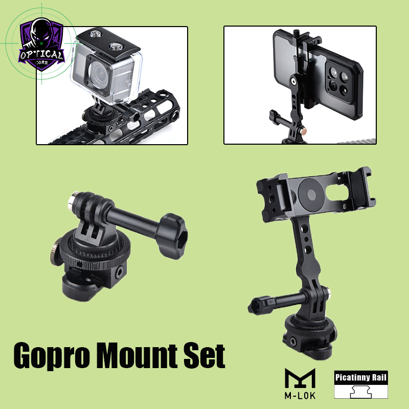 Tactical GoPro Camera Mount Bracket Mobile Phone Support 62-87mm Range Fit 20mm Picatinny M-LOK Rail Mount Fast Fixed Adapter