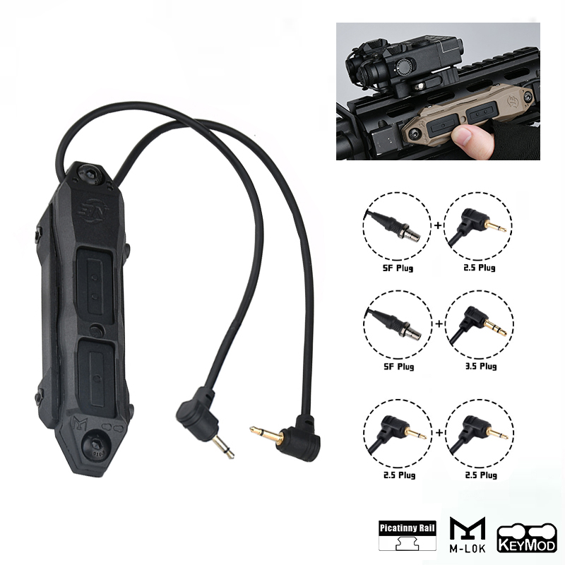 Tactical Dual Remote Pressure Button Switch SF 2.5MM 3.5MM Plug For PEQ/NGAL/DBAL Laser & Scout Flashlight Universa Hunting Set