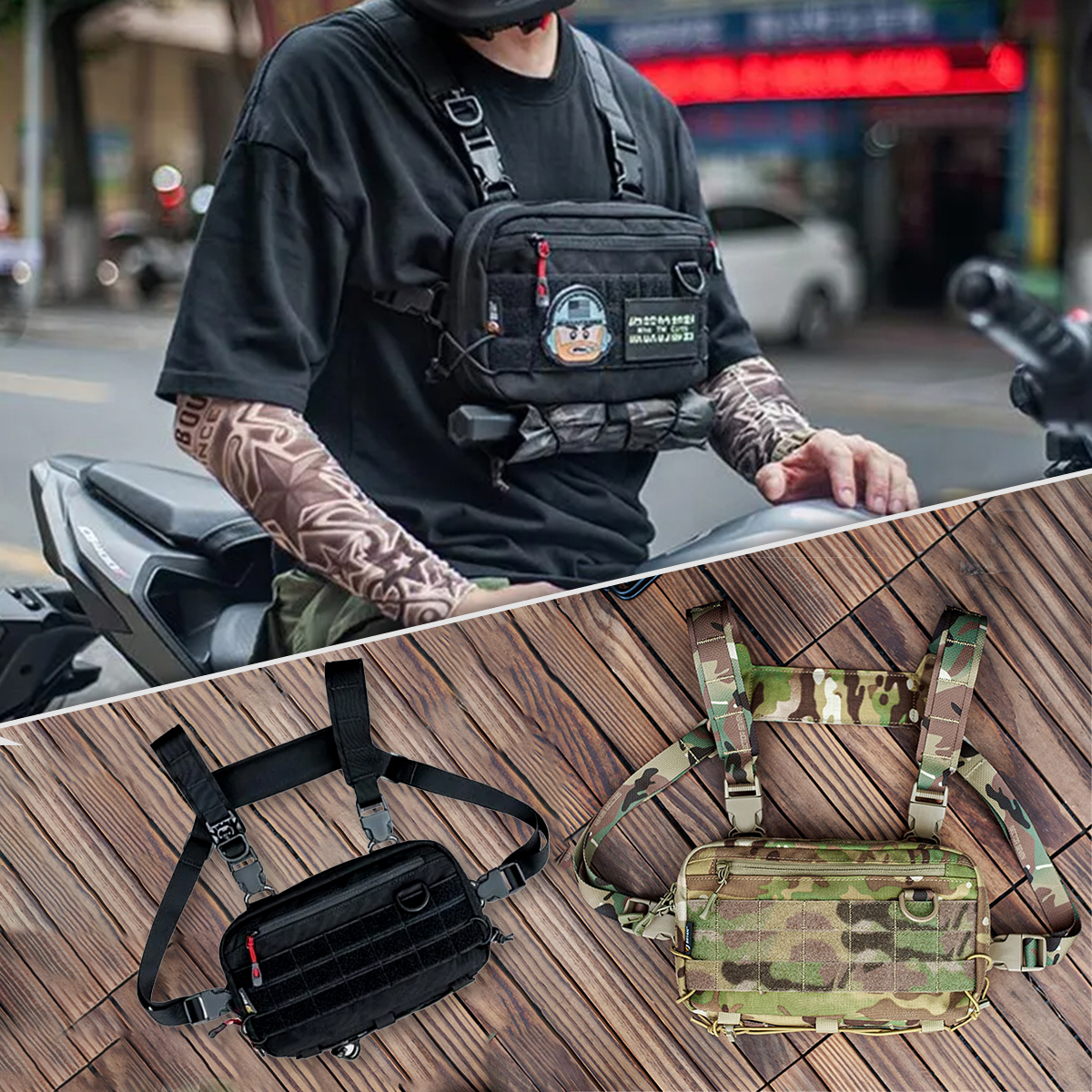 Tactical EDC Chest Bag Outdoor Hiking Cycling Chest Bag Multifunctional Accessory Vest Bag Shoulder Packpack Mobile Wallet