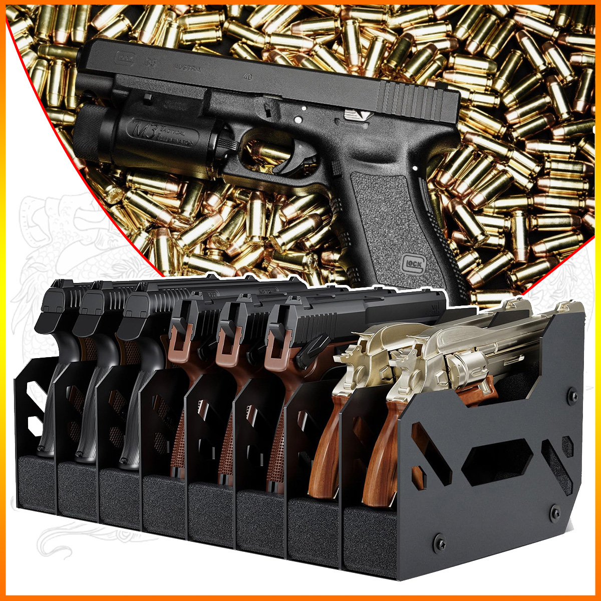 EVA 3-8 slots Multi-type Tactical buttstock pistol storage rack Foam Base Pistol rifle Rack for Safe Storage Firearm Accessories