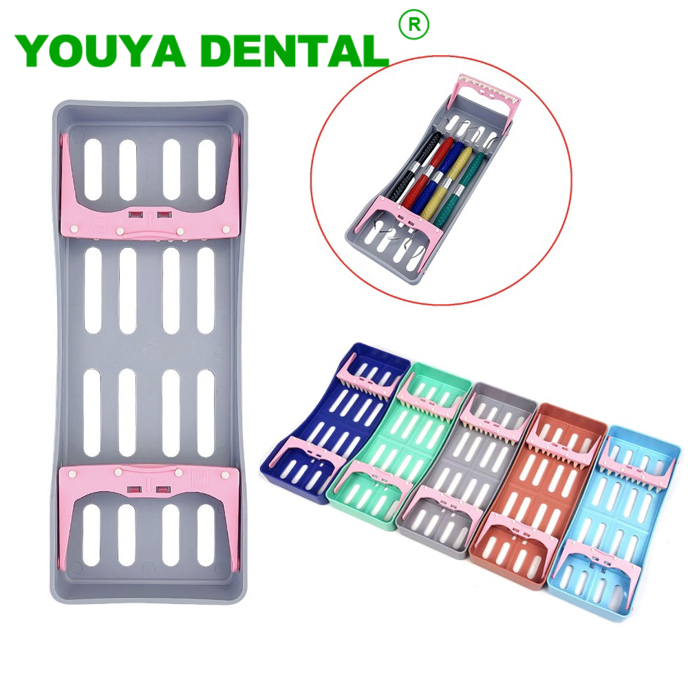 5 Hole Dental Instrument Box Dentistry Composite Resin Filler Spatulas Instrument Placing Case Plastic Disinfection Tray Holder