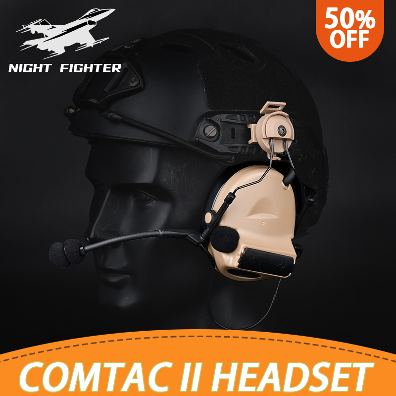 WADSN Helmet Headset Hunting Airsoft Noise Canceling Headset Fit Fast Helmet 20mm Accessorie Rail Headphones Comtact II