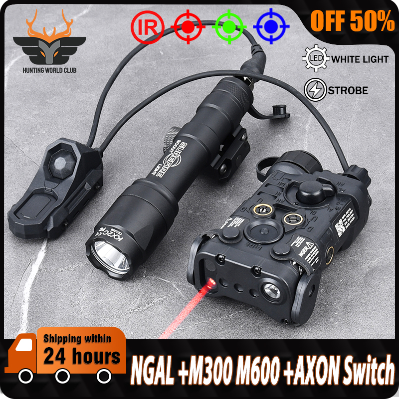 Tactical WADSN NGAL Red Green Blue Indicator Surefir M300A M600C Hunting Scout Light With Airsoft AXON Dual Control Switch Rail