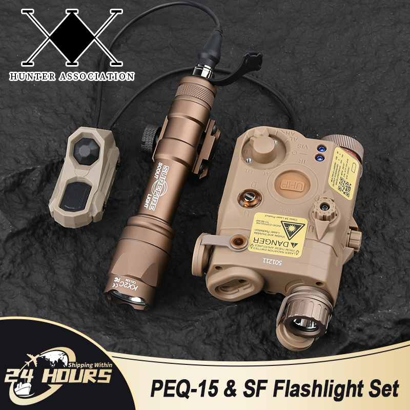 WADSN Tactical PEQ 15 Red/Green/Blue Laser & SF M300A/M600C Flashlight & AXON Remote Sitch Set IR Fill Light For Airsoft Hunting