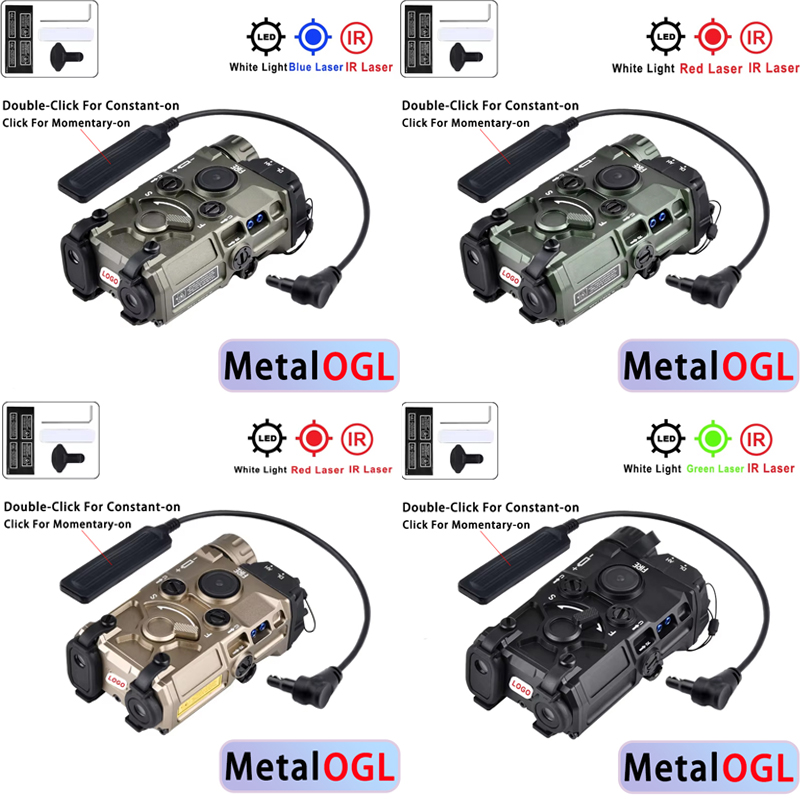 All Metal Eotec OGL Laser Pointer Red Dot Blue Green IR Laser Hunting Tactical Gear Accessory Weapon Flashlight White LED Torch