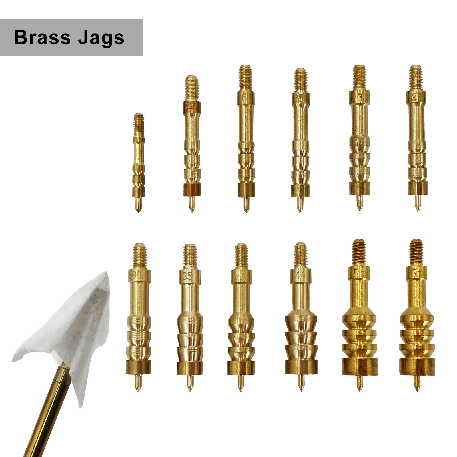 1 Pcs Solid Gun Cleaning Jag Spear Pointed Brass Jag Brush Slotted Tip Gun Cleaning Slotted Patch Loops 8/32 threads