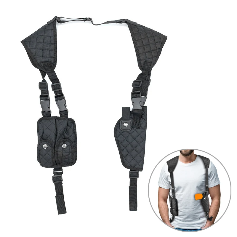 Outdoor Double Shoulder Underarm Tactical Holster Adjustable Nylon Vertical Holster Concealed Vest Tactical Belt Holster