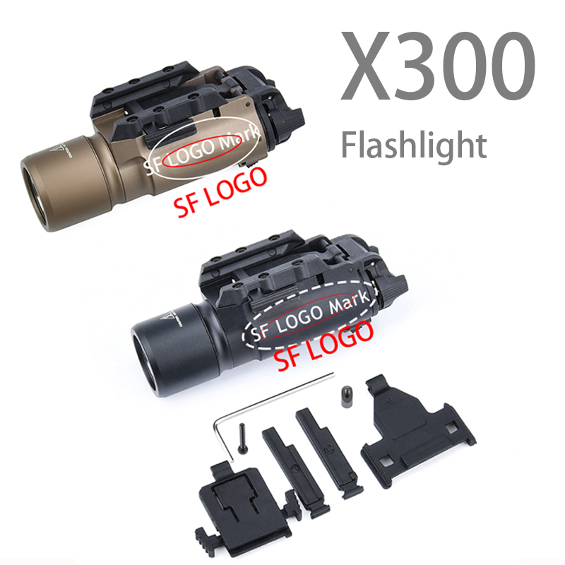 Tactical X300 SureFir Scout Weapon Flashlight Metal LED 400lumens Airsoft White Light Constant Momentary Tail Cover Switch