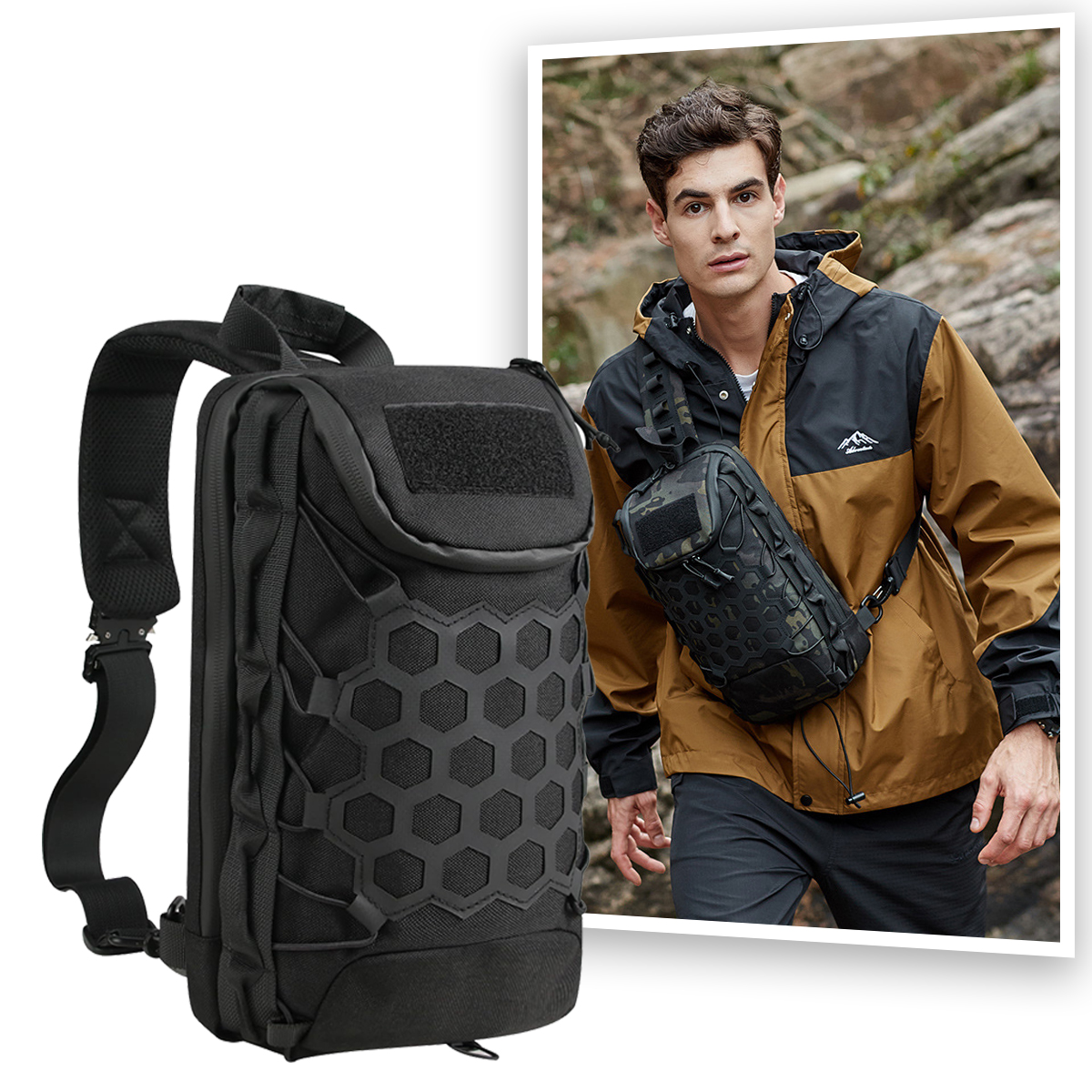 Multifunctional Tactical Crossbody Bag Men's Outdoor Cycling Tours Backpack Large Capacity Travel Mountaineering Messenger Pack