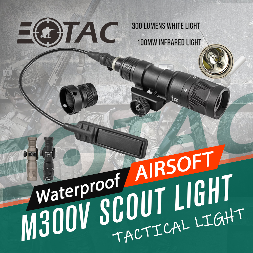 New Tactical Flashlight IR Scout Light Weaponlight SF M300V 400 lumen For Hunting FDE/BK Color With Switch
