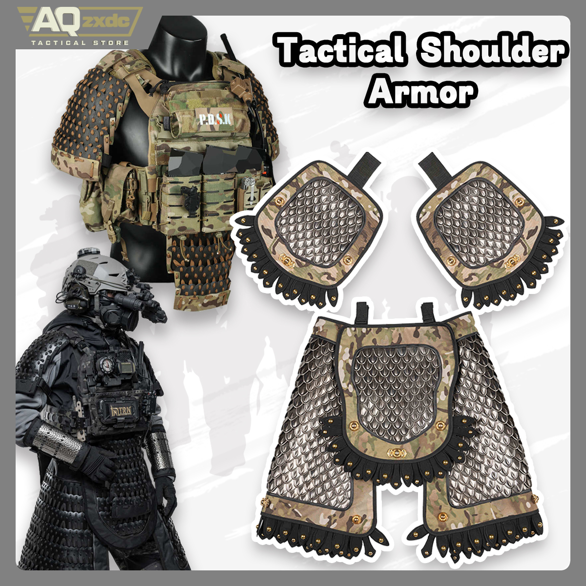 6 in 1 Tactical Gear Shoulder Armor And Crotch Protection+Skirts Wai   Tactical Vest Universal Chinese Style Shoulder Armor